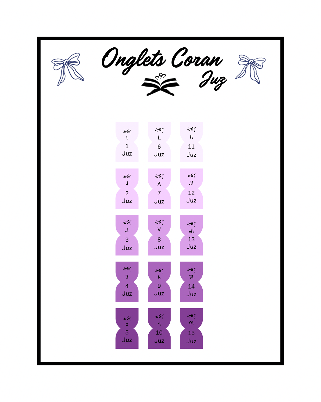 Onglets Coran Juz Lila