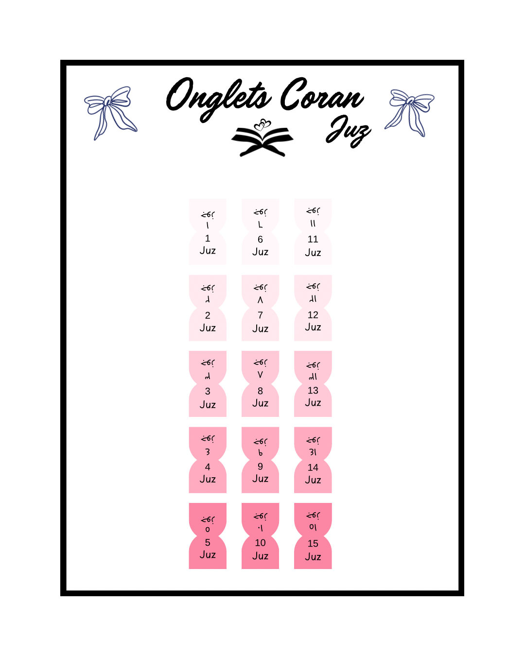 Onglets Coran Juz Girly