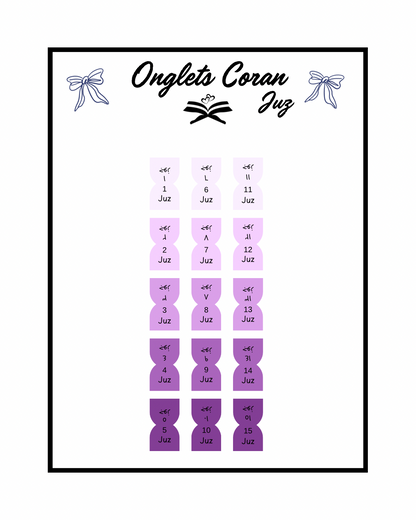 Onglets Coran Juz Lila