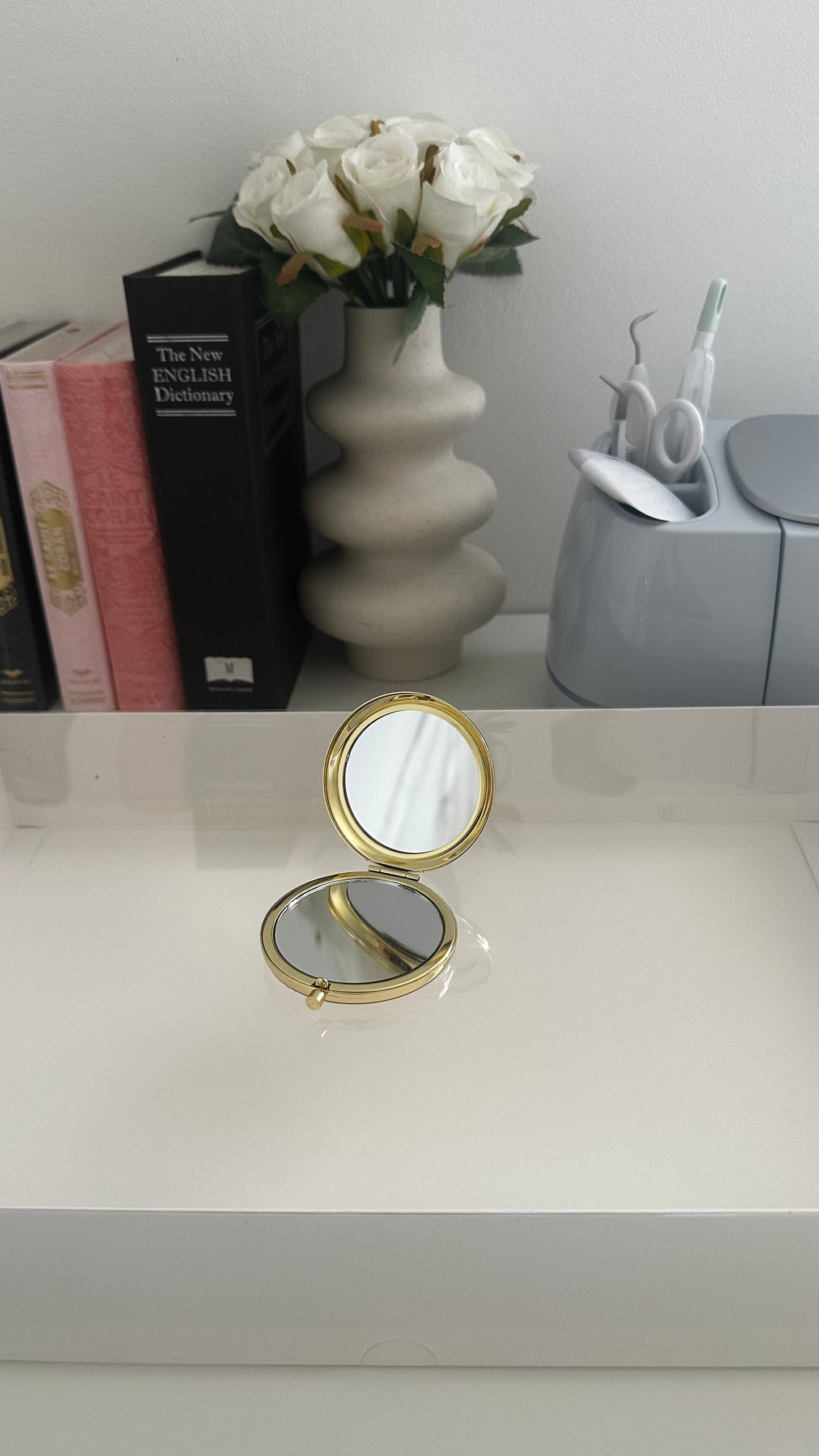 Miroir de poche métallique Rond