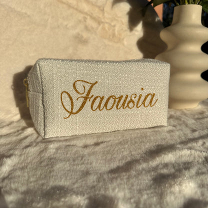 Trousse a maquillage tissu tressé