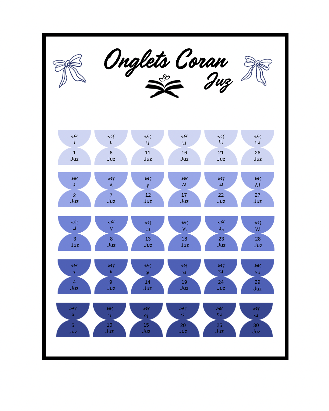 Onglets Coran Juz Bleu