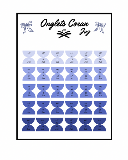 Onglets Coran Juz Bleu