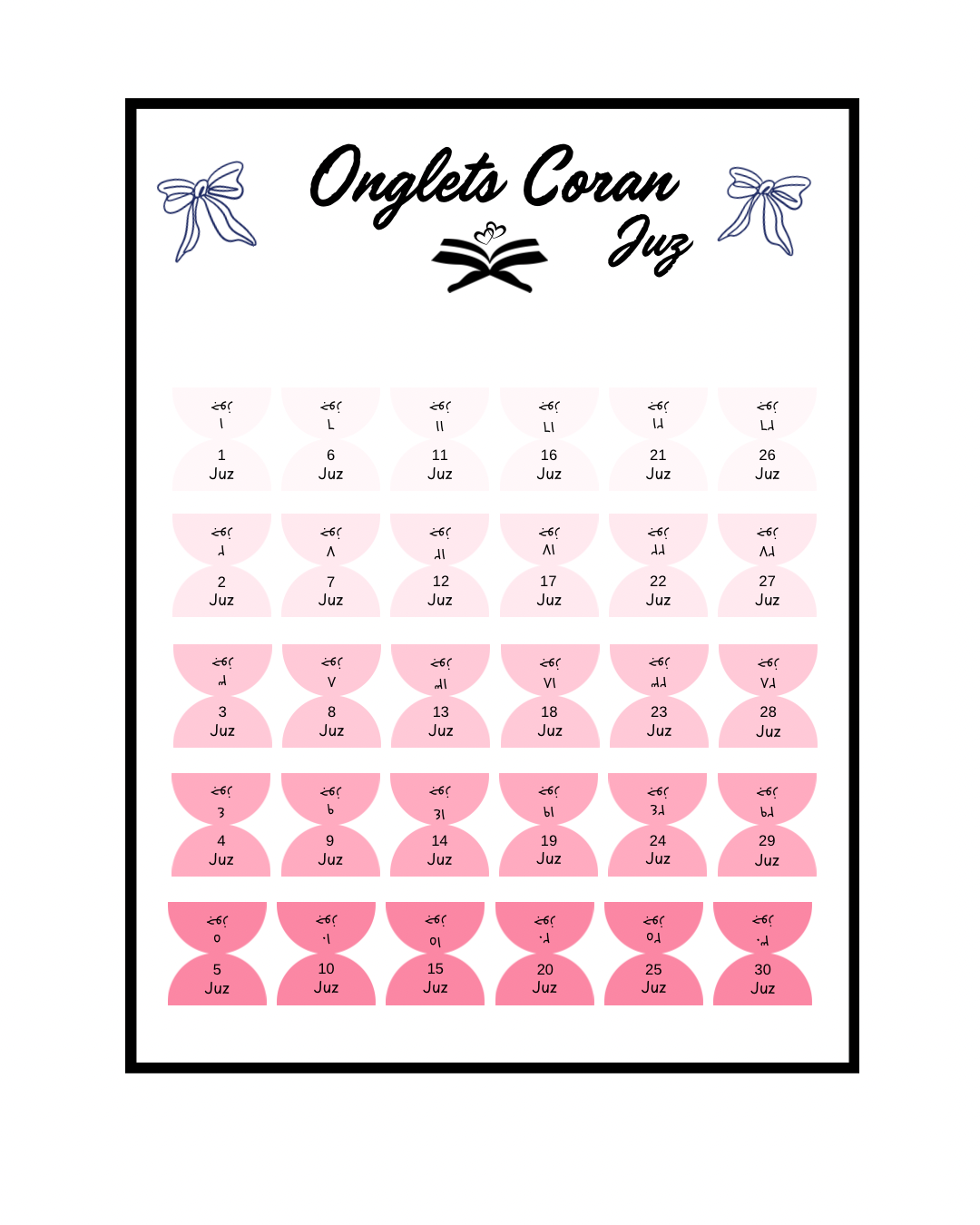 Onglets Coran Juz Girly