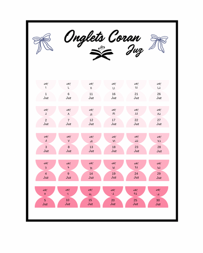 Onglets Coran Juz Girly