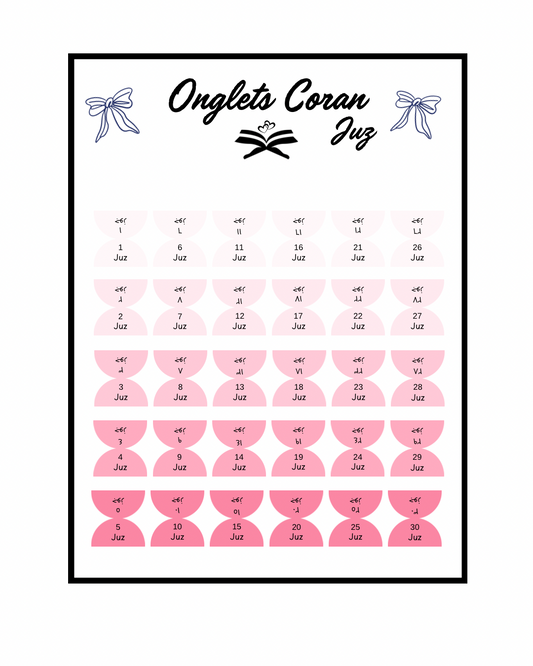 Onglets Coran Juz Girly