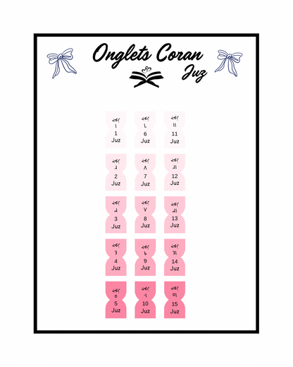 Onglets Coran Juz Girly
