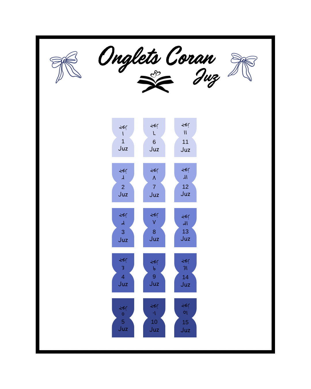 Onglets Coran Juz Bleu