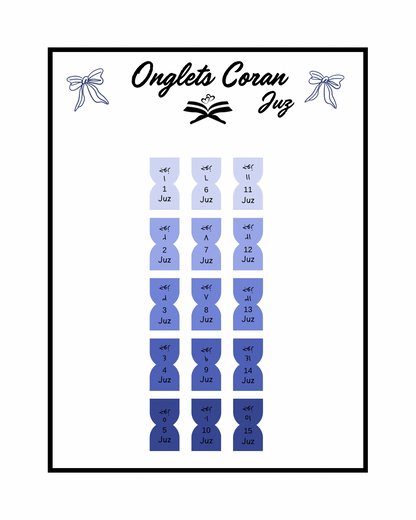 Onglets Coran Juz Bleu