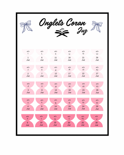 Onglets Coran Juz Girly