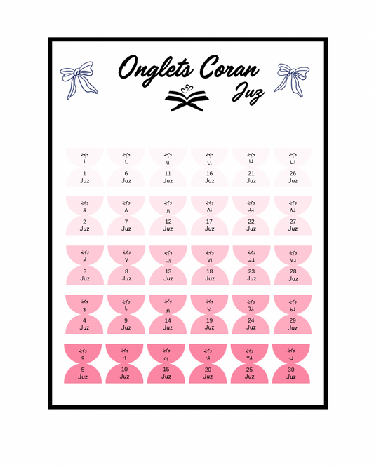 Onglets Coran Juz Girly