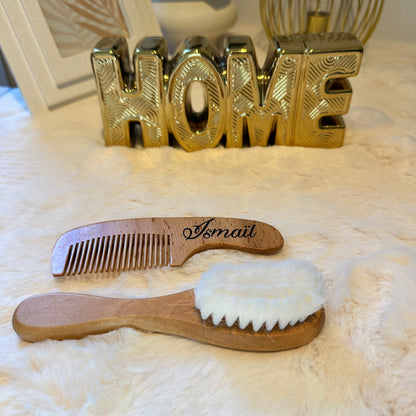 Wooden baby hairbrush