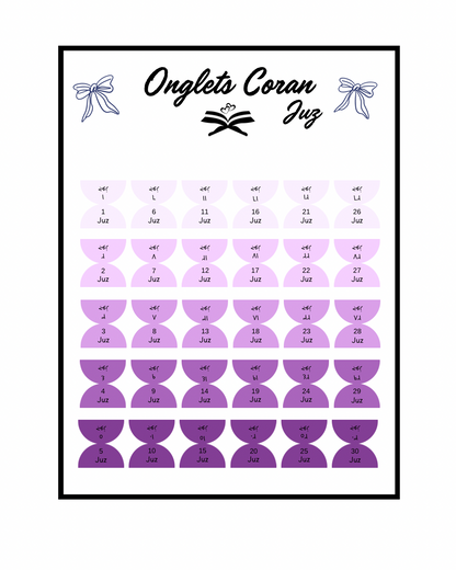 Onglets Coran Juz Lila