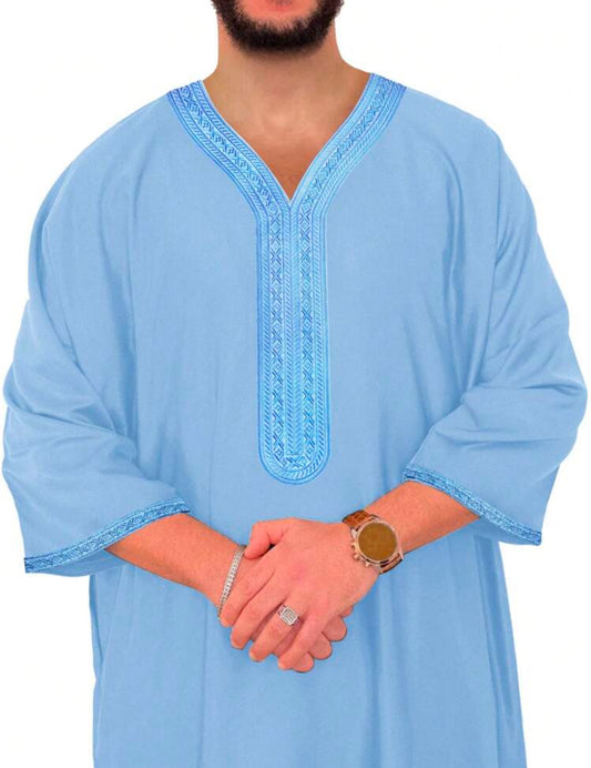 Qamis Homme Léger Bleu
