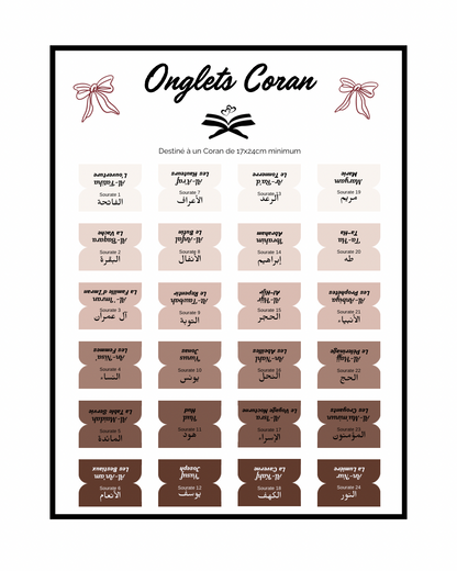 Onglets Coran Sourates Chocolat