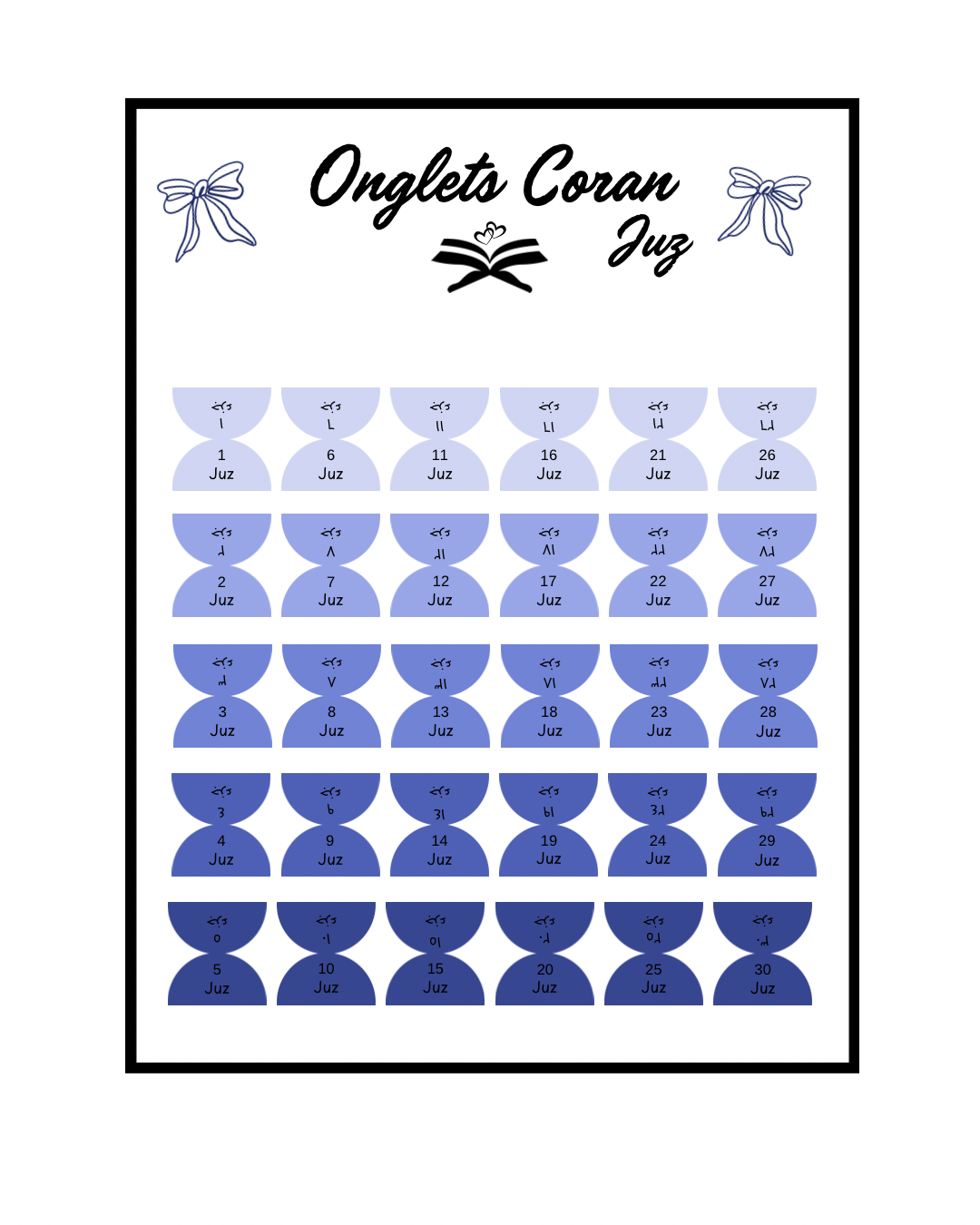 Onglets Coran Juz Bleu