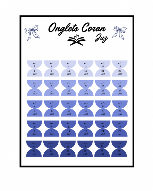 Onglets Coran Juz Bleu