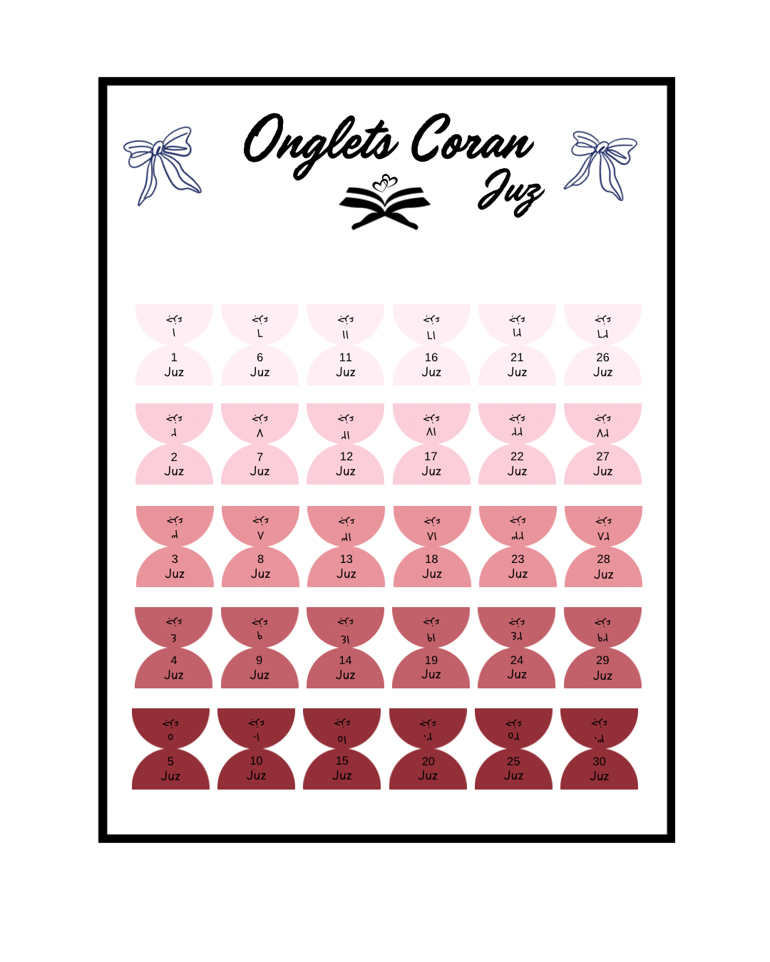 Onglets Coran Juz Bordeau