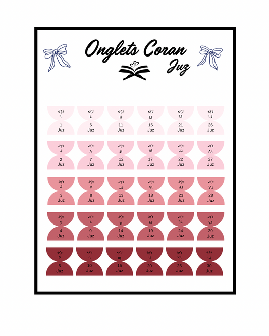 Onglets Coran Juz Bordeau