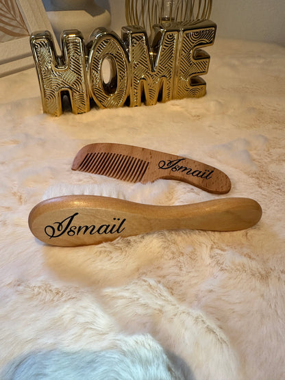 Wooden baby hairbrush