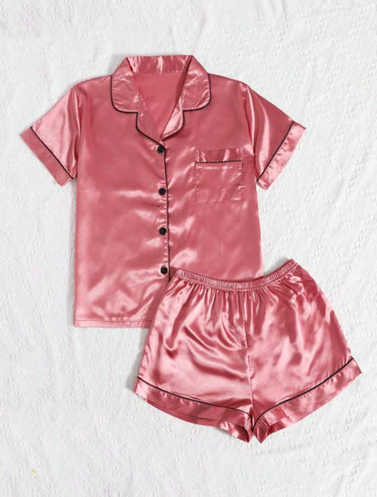 Pyjama satiné short chemise