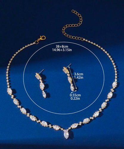 💎 Parure Bijoux Femme Dorée – Collier & Boucles d’Oreilles Élégantes avec Pierres Brillantes