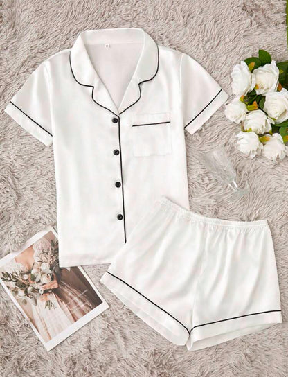 Pyjama satiné short chemise