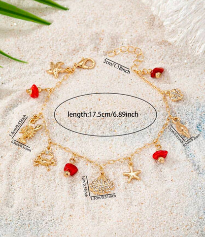 Bracelet Charms Rouge – Évasion Plage & Soleil