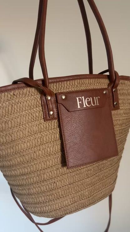 Sac de plage personnalisé en paille tressé